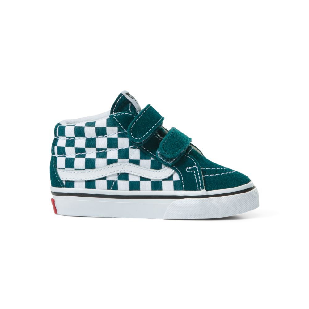 Dámské Classic Vans Checkerboard Sk8-Mid Reissue V Tmavě Tyrkysové | JL7284951