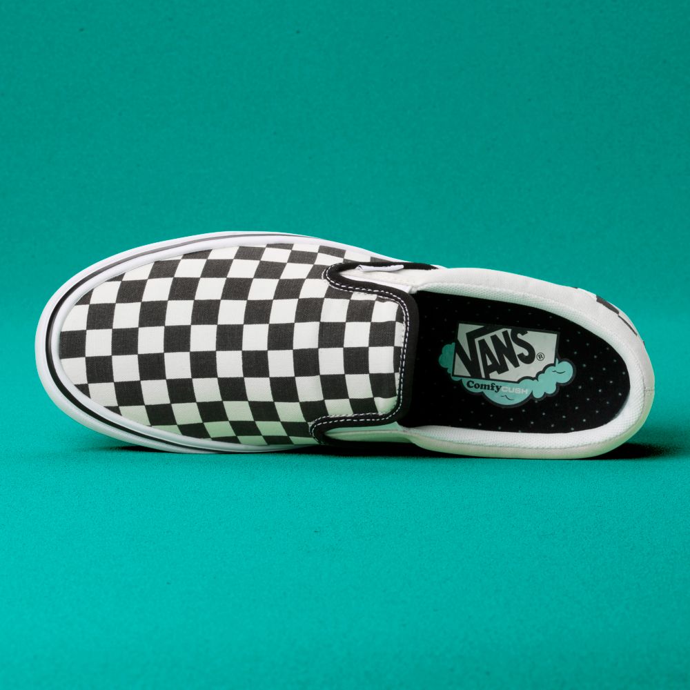 Dámské Classic Vans ComfyCush Checkerboard Černé Bílé | ZF8204935