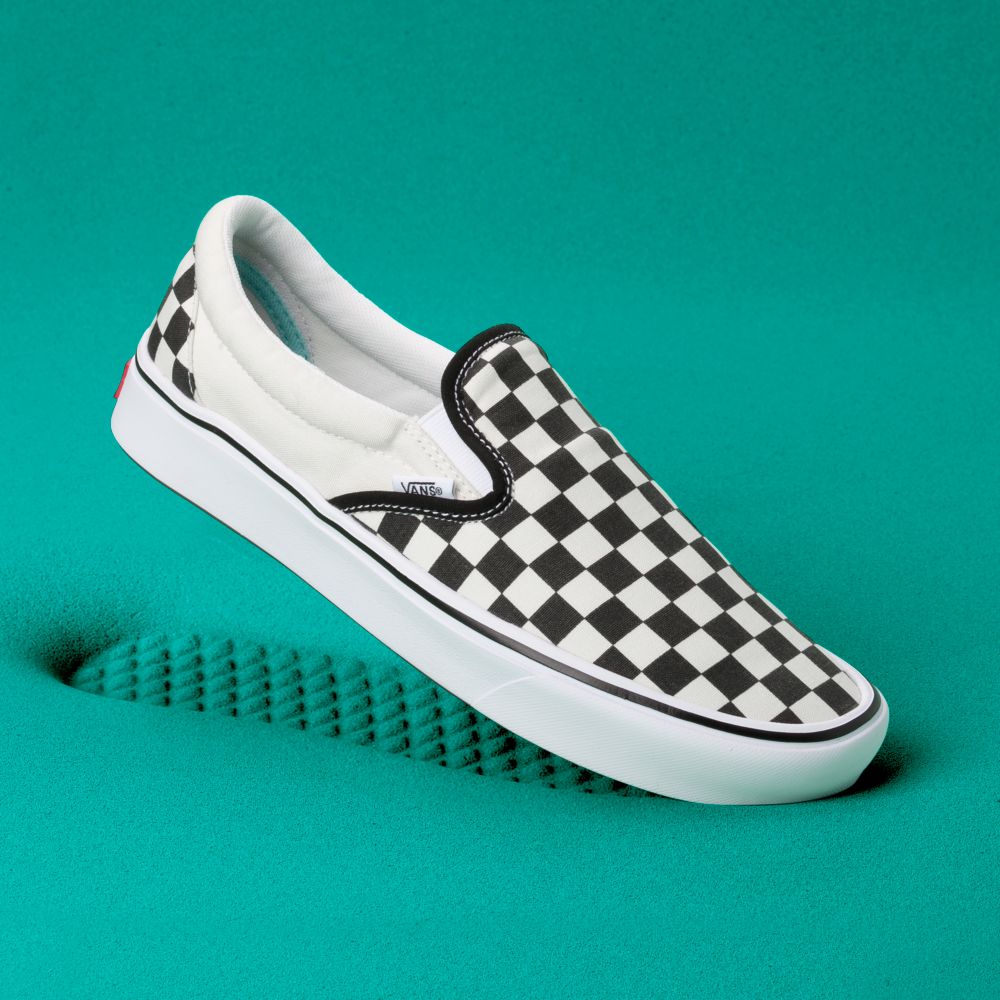 Dámské Classic Vans ComfyCush Checkerboard Černé Bílé | ZF8204935