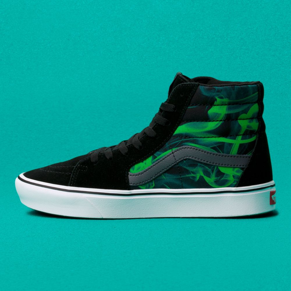 Dámské Classic Vans ComfyCush Sk8-Hi Černé Zelene | SR7498560