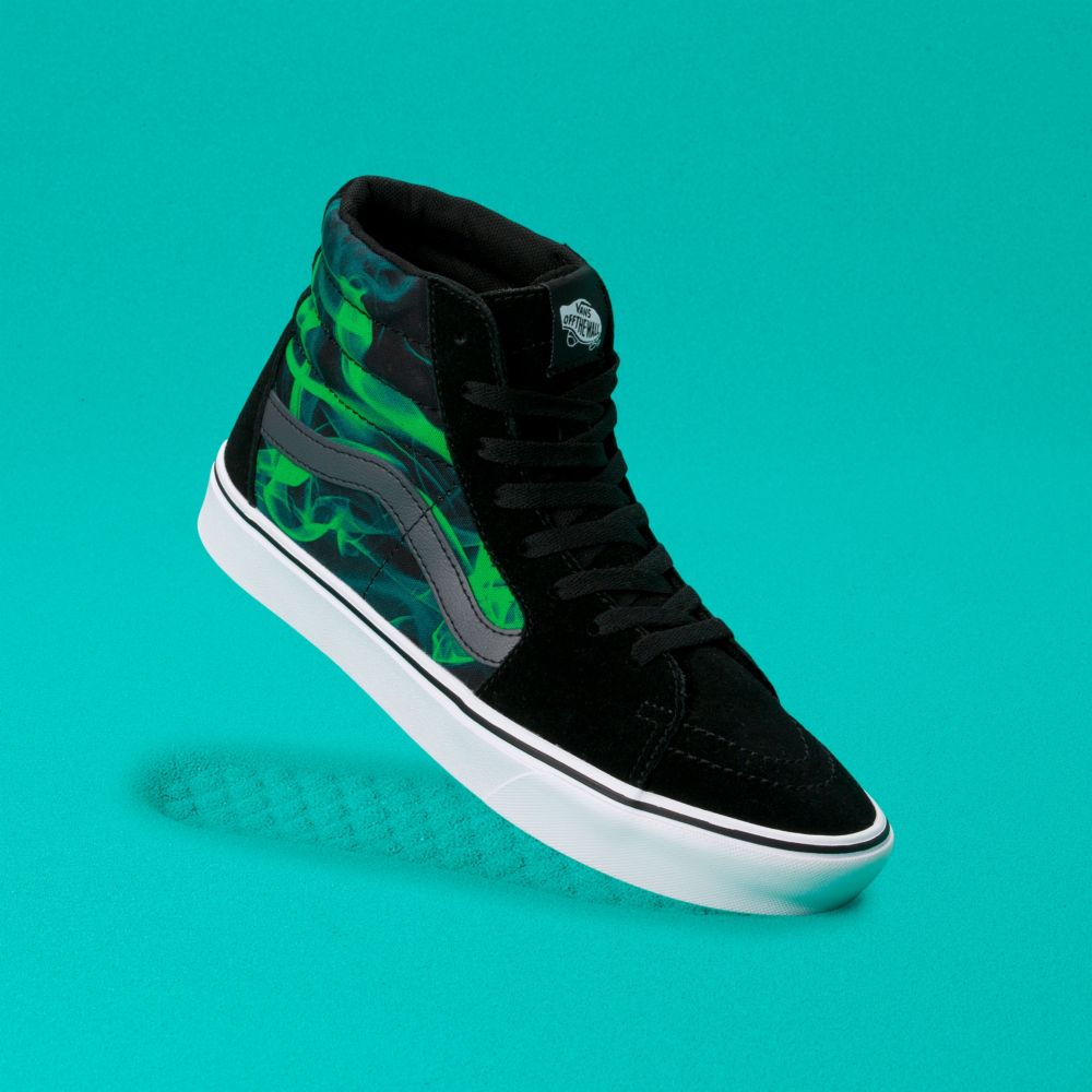 Dámské Classic Vans ComfyCush Sk8-Hi Černé Zelene | SR7498560