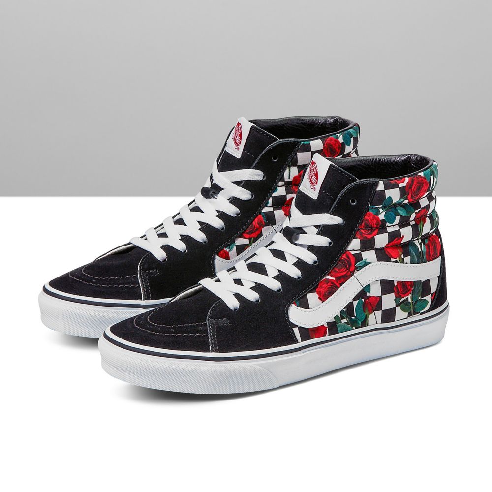 Dámské Classic Vans Customs Checkerboard Roses Sk8-Hi Viacfarebný | DT6704913