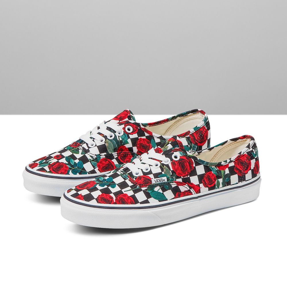 Dámské Classic Vans Customs Checkerboard Roses Authentic Široké Viacfarebný | EF1079348