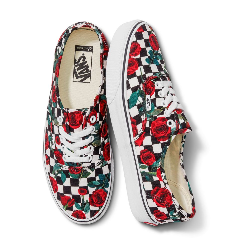 Dámské Classic Vans Customs Checkerboard Roses Authentic Široké Viacfarebný | EF1079348