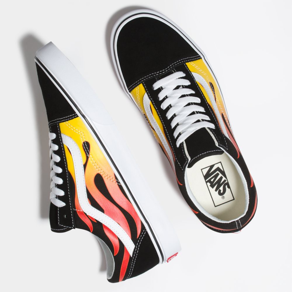 Dámské Classic Vans Flame Old Skool Černé Bílé | DC4308719