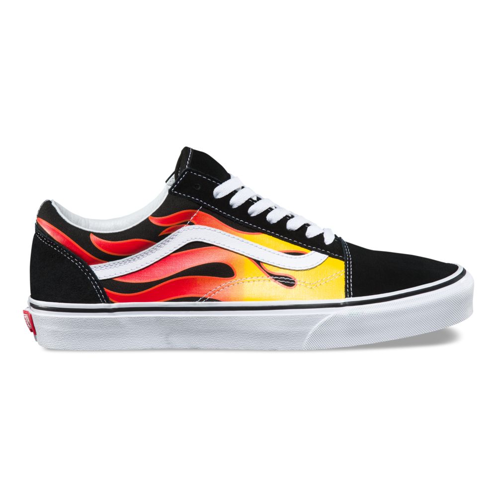 Dámské Classic Vans Flame Old Skool Černé Bílé | DC4308719