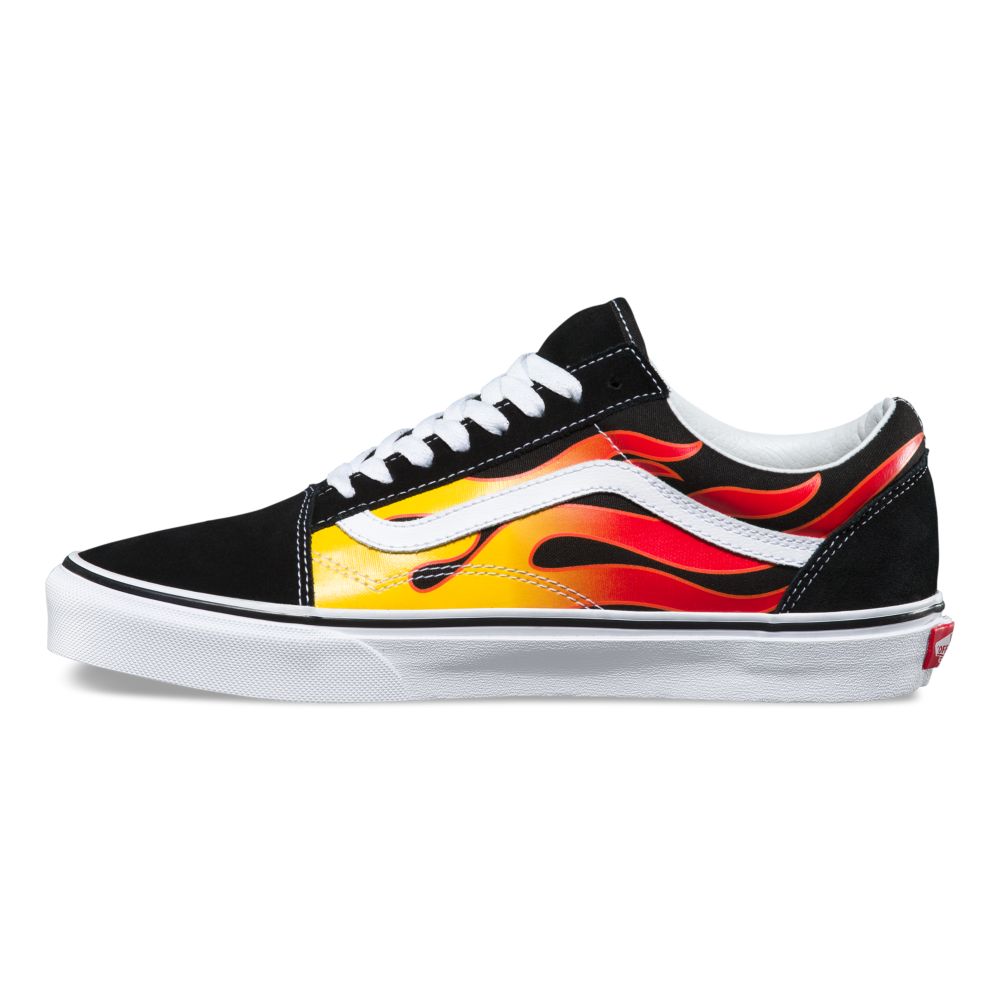 Dámské Classic Vans Flame Old Skool Černé Bílé | DC4308719