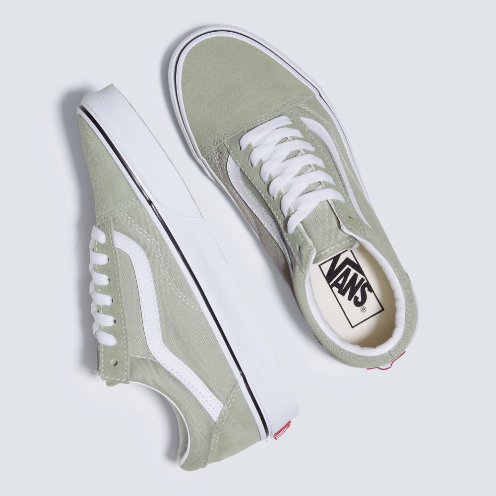 Dámské Classic Vans Old Skool Olivy Zelené Bílé | KA7063981