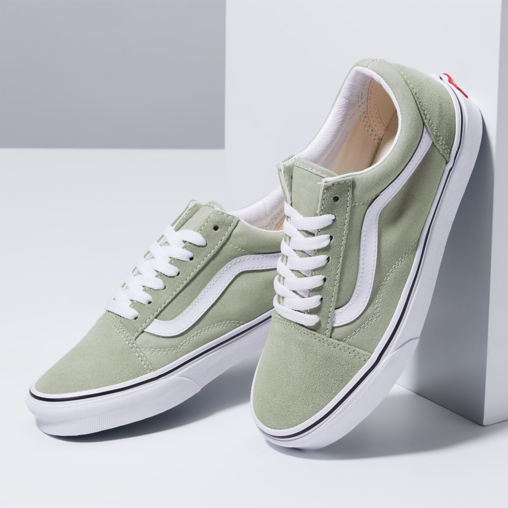 Dámské Classic Vans Old Skool Olivy Zelené Bílé | KA7063981