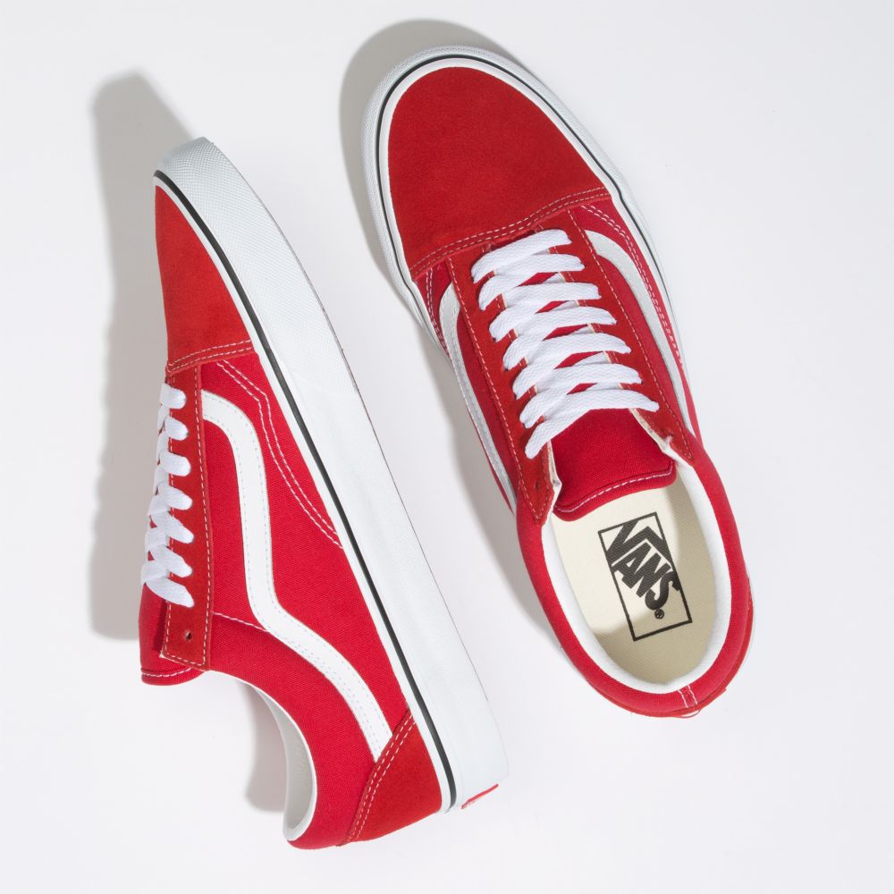 Dámské Classic Vans Old Skool Červené Bílé | WI6391480