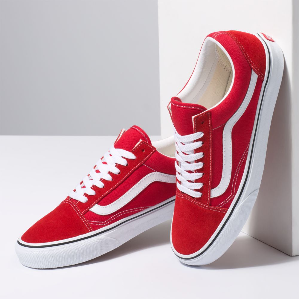 Dámské Classic Vans Old Skool Červené Bílé | WI6391480