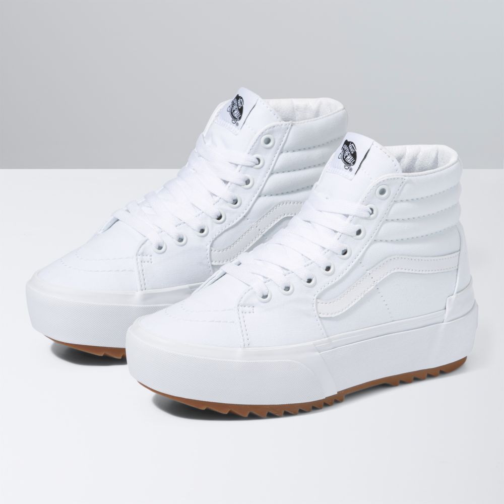 Dámské Classic Vans Platene Sk8-Hi Stacked Bílé | RG2389156