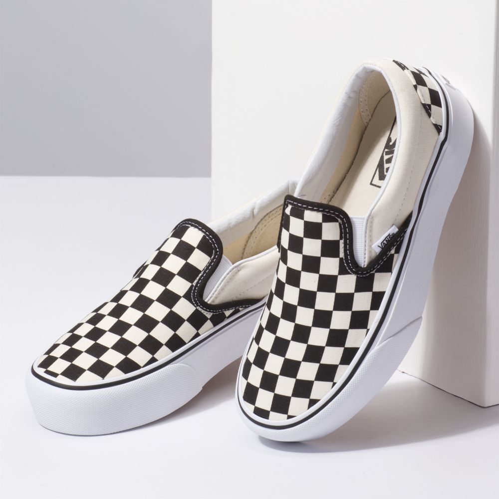 Dámské Classic Vans Platformy Černé Bílé | RL9275301