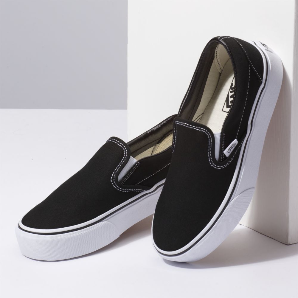 Dámské Classic Vans Platformy Černé | EO1796380