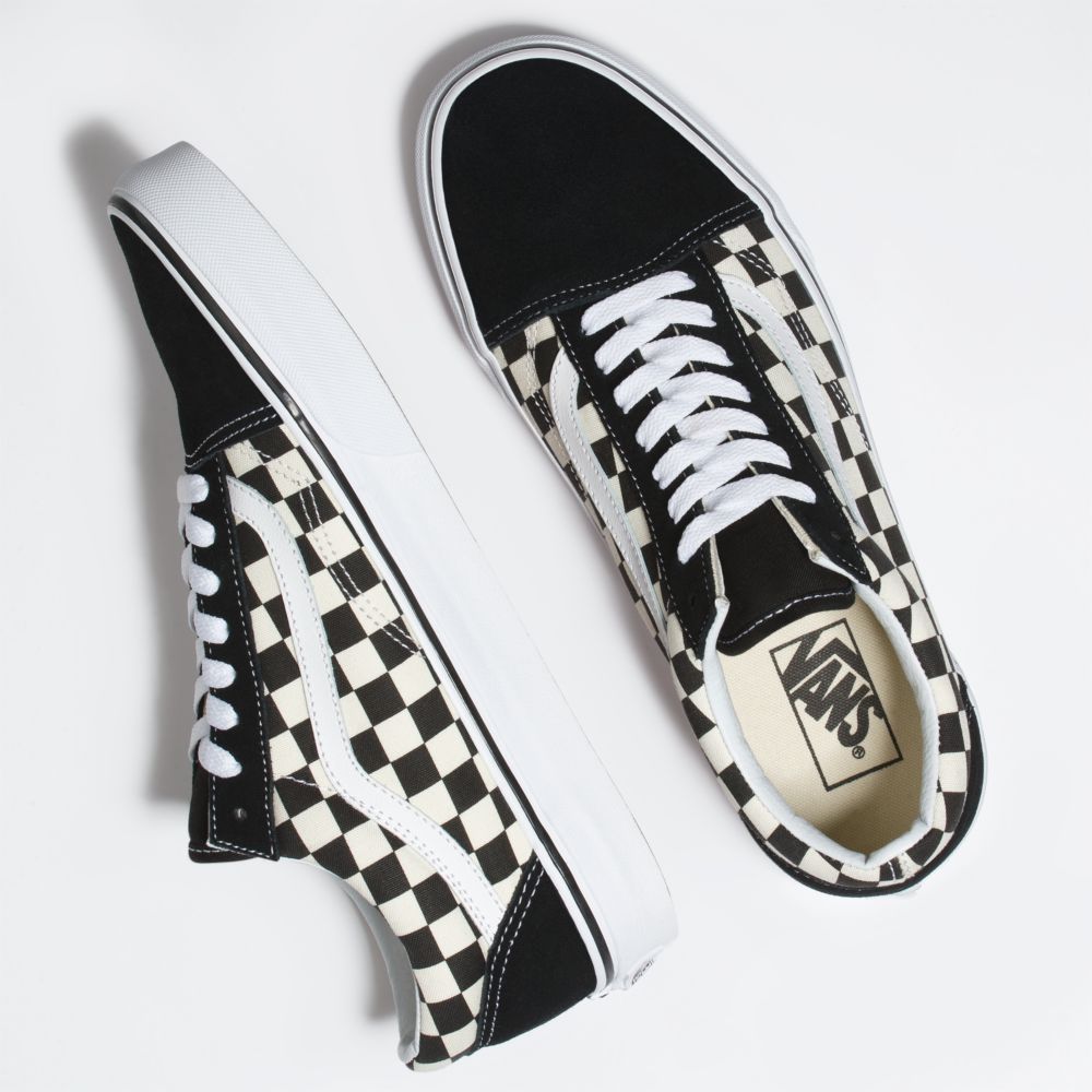 Dámské Classic Vans Primary Check Old Skool Černé Bílé | HK3125749