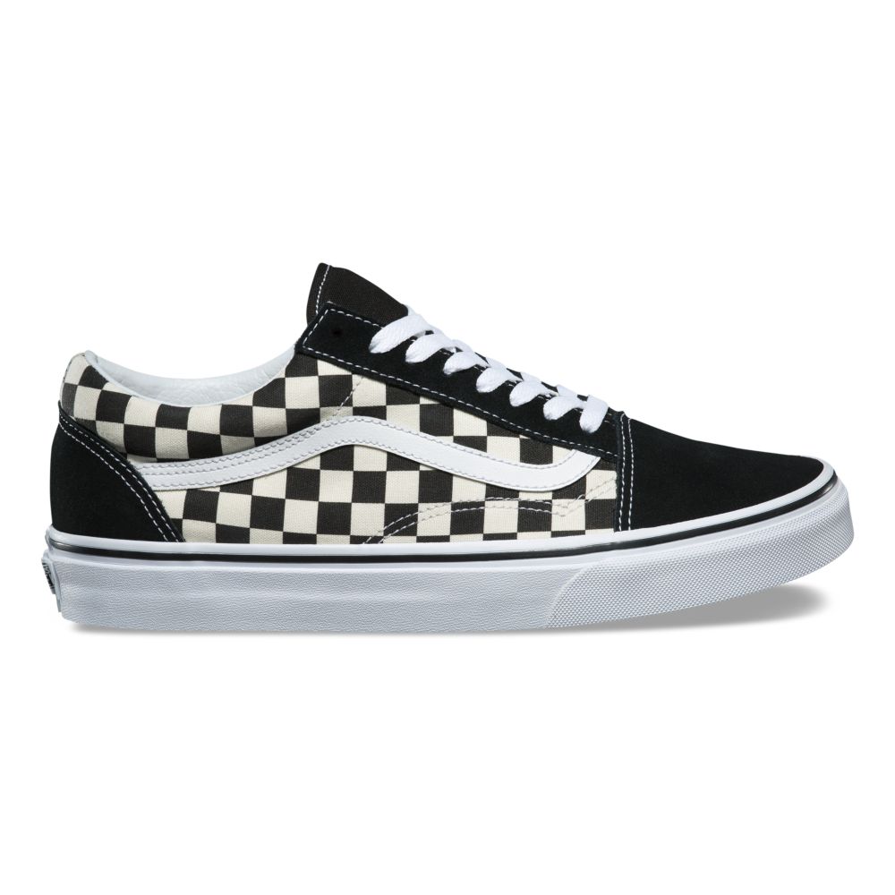 Dámské Classic Vans Primary Check Old Skool Černé Bílé | HK3125749