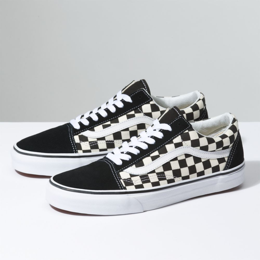 Dámské Classic Vans Primary Check Old Skool Černé Bílé | HK3125749