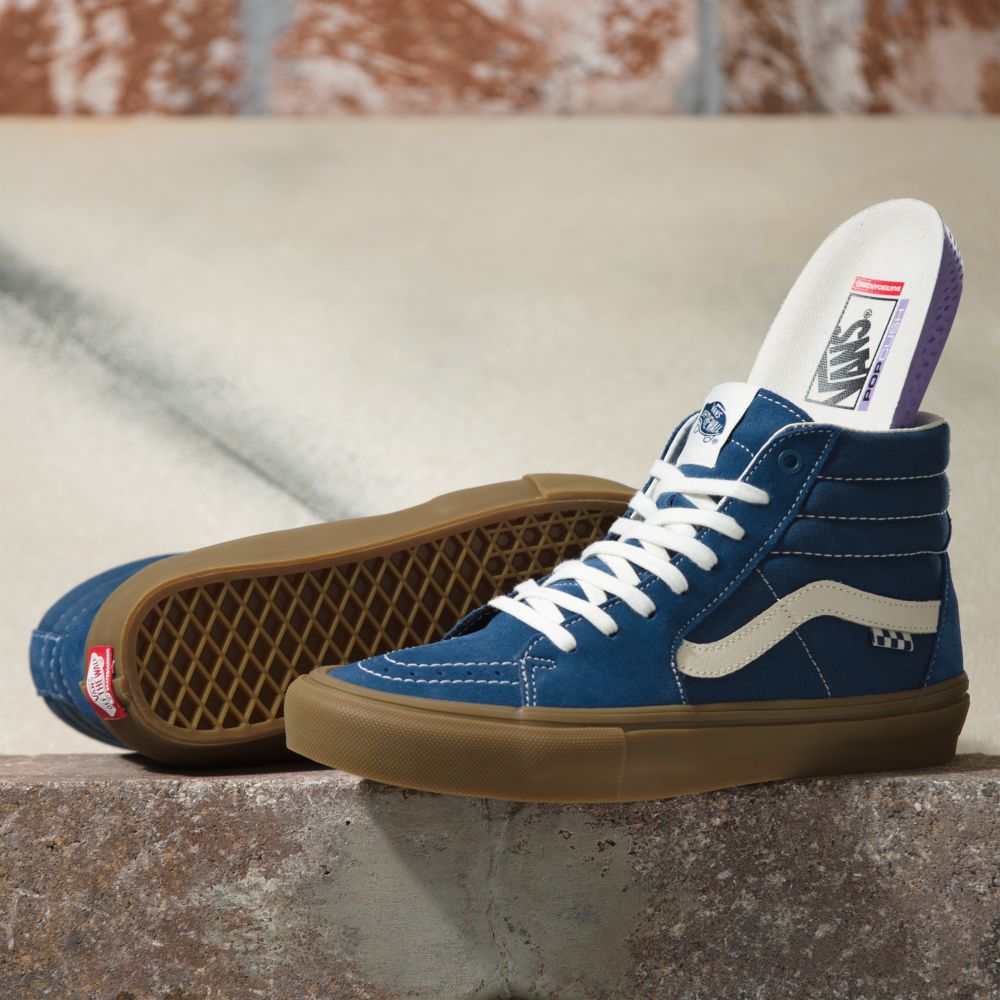 Dámské Classic Vans Semišové Gum Sk8-Hi Tmavě Blankyt | SG8634295