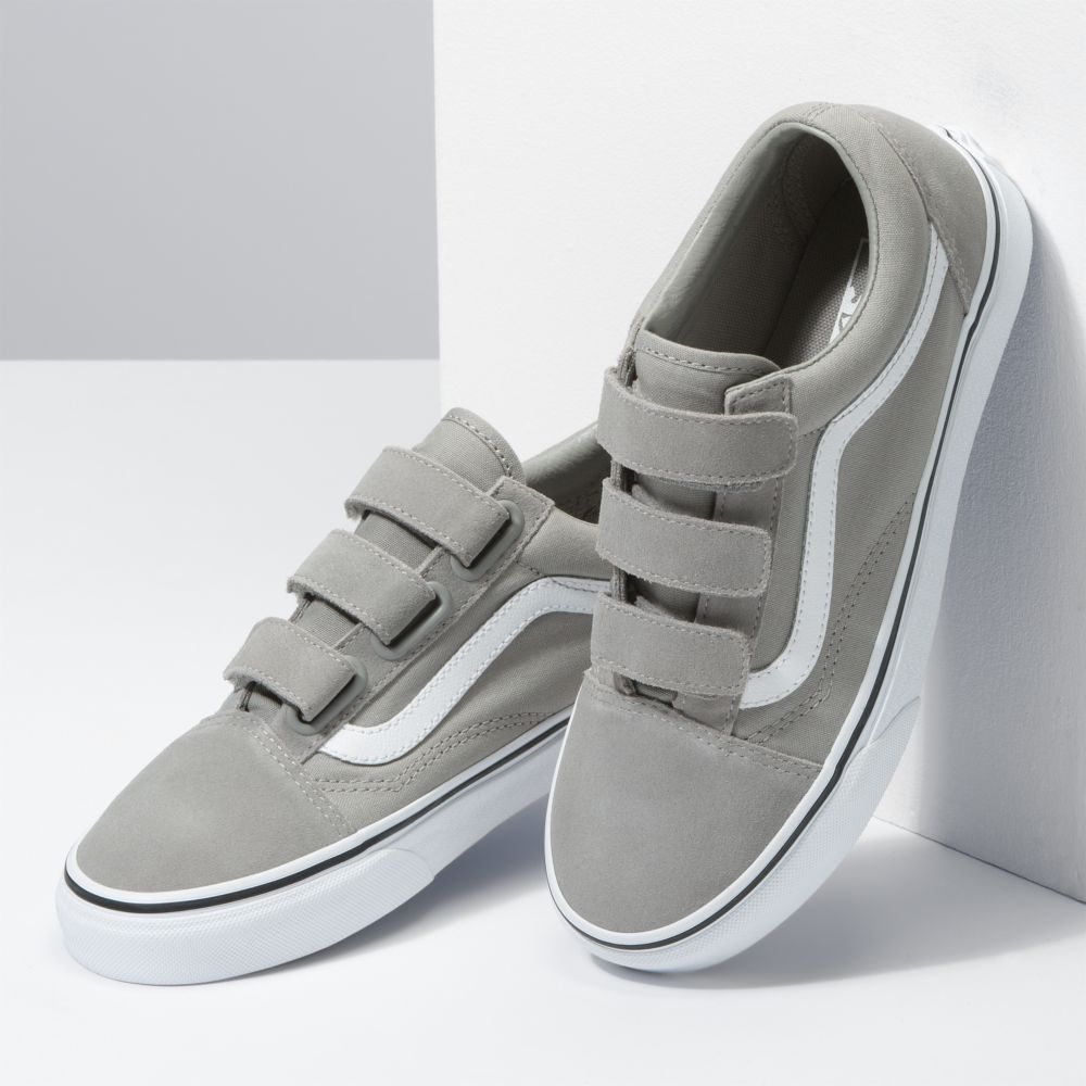 Dámské Classic Vans Semišové/Platene Old Skool V Tmavě Šedé Bílé | HU3049176