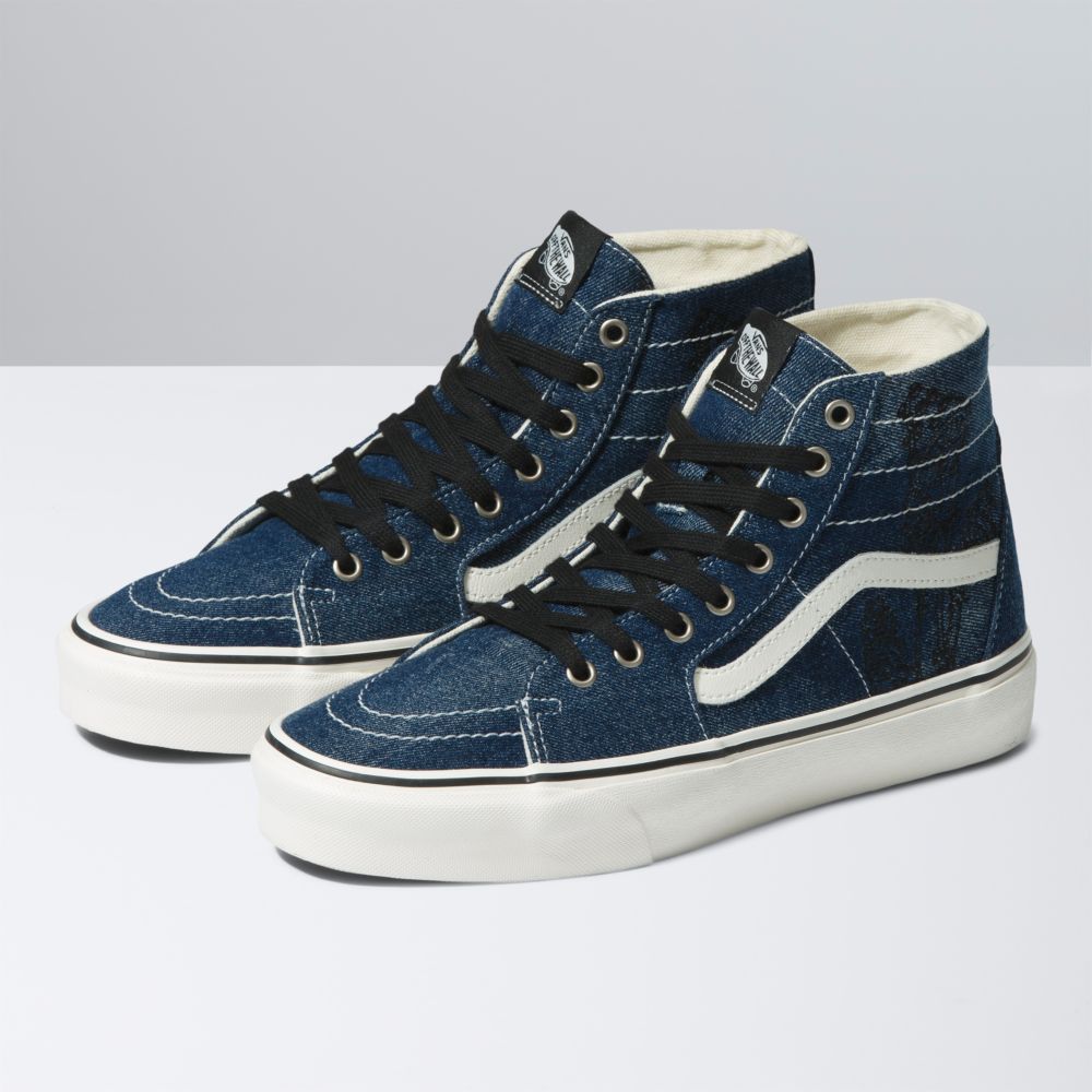 Dámské Classic Vans Sk8-Hi Tapered Blankyt Tmavě Blankyt Bílé | TG0253419