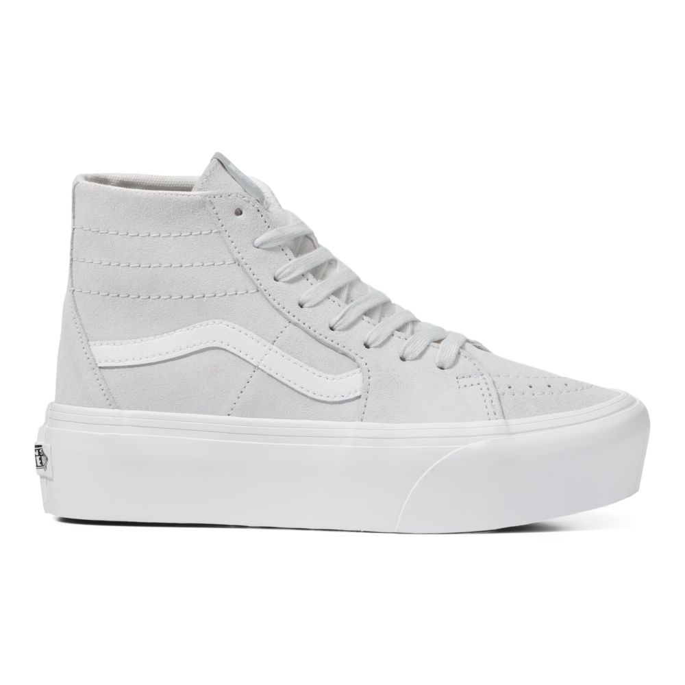 Dámské Classic Vans Soft Semišové Sk8-Hi Tapered Stackform Blankyt Bílé | TZ9670814