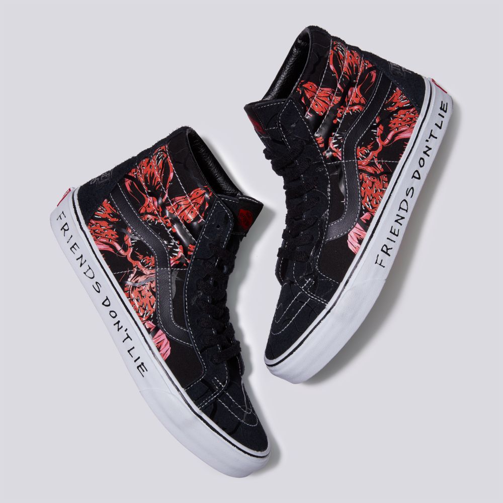 Dámské Classic Vans Stranger Things Sk8-Hi Reissue Černé Červené | QO2473651