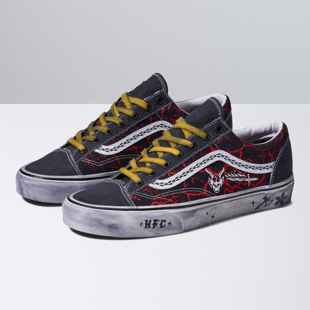 Dámské Classic Vans Stranger Things Style 36 Černé Červené | PI3528406