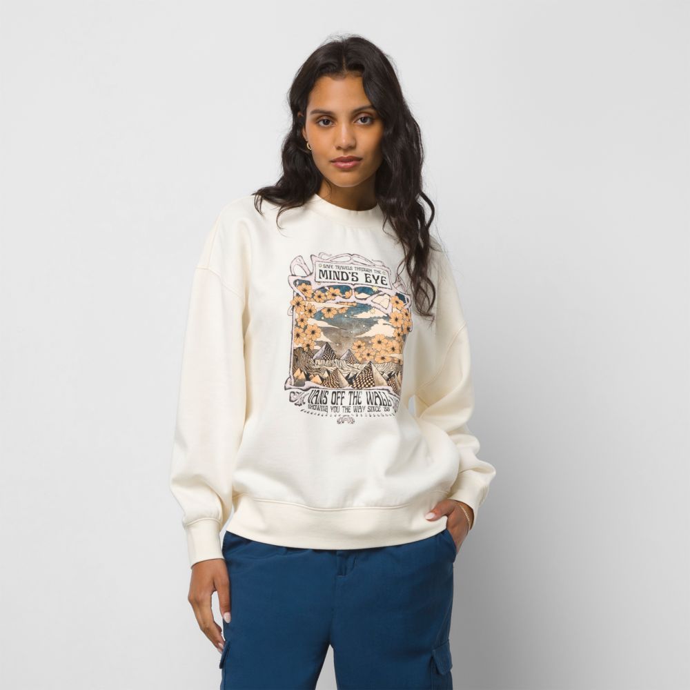 Dámské Mikiny S Kapucí Vans Minds Eye Slouchy Crew Bílé | LB6023498