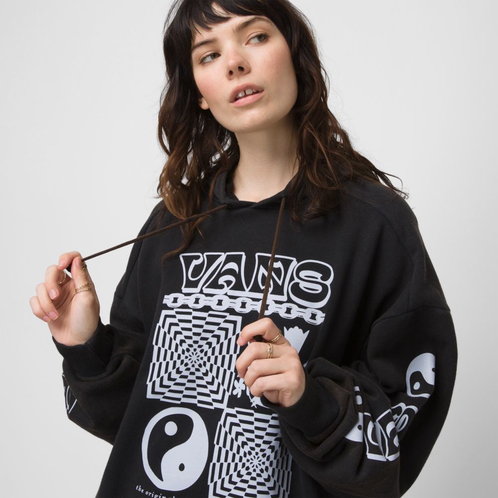 Dámské Mikiny S Kapucí Vans Symbolism Oversized Černé | JR7693521