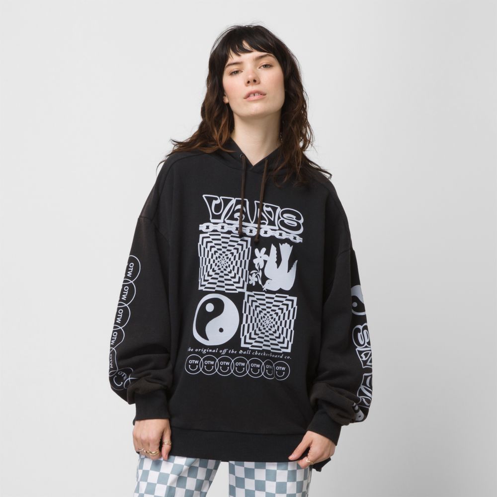 Dámské Mikiny S Kapucí Vans Symbolism Oversized Černé | JR7693521