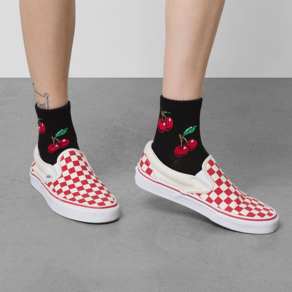 Dámské Ponožky Vans Cherry Half Crew Černé Červené | MK8319725