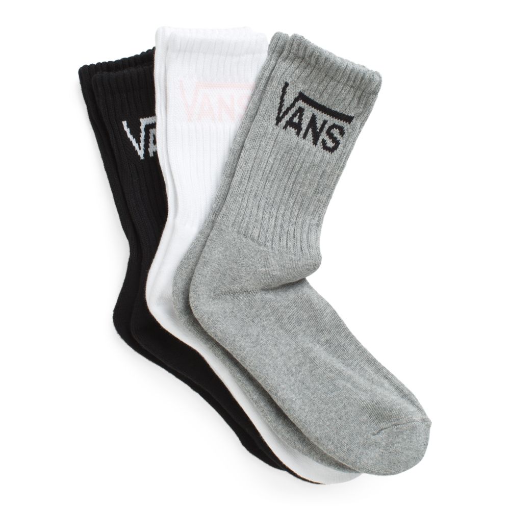 Dámské Ponožky Vans Classic Crew 3 Pack Bílé Šedé | SW5780632