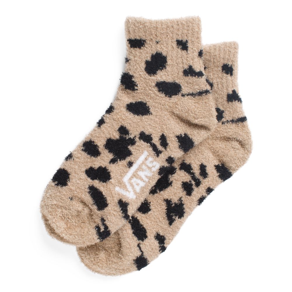 Dámské Ponožky Vans Spot Fuzzy Half Crew Černé | PC6451378