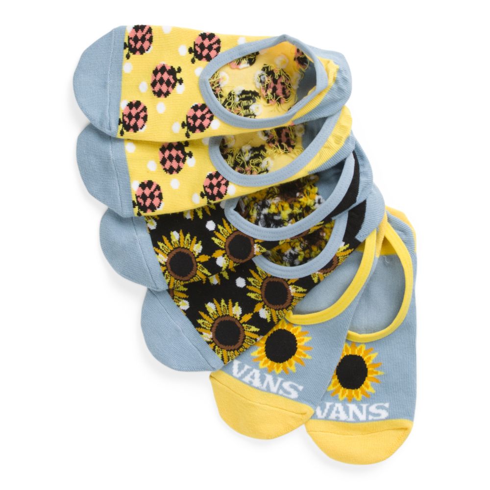 Dámské Ponožky Vans Sunflower Mix Canoodle 3 Pack Černé Blankyt | KW3196058