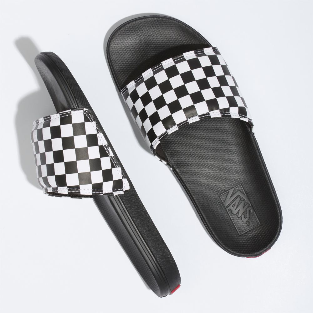 Dámské Sandály Vans Checkerboard La Costa Bílé Černé | LJ5478013