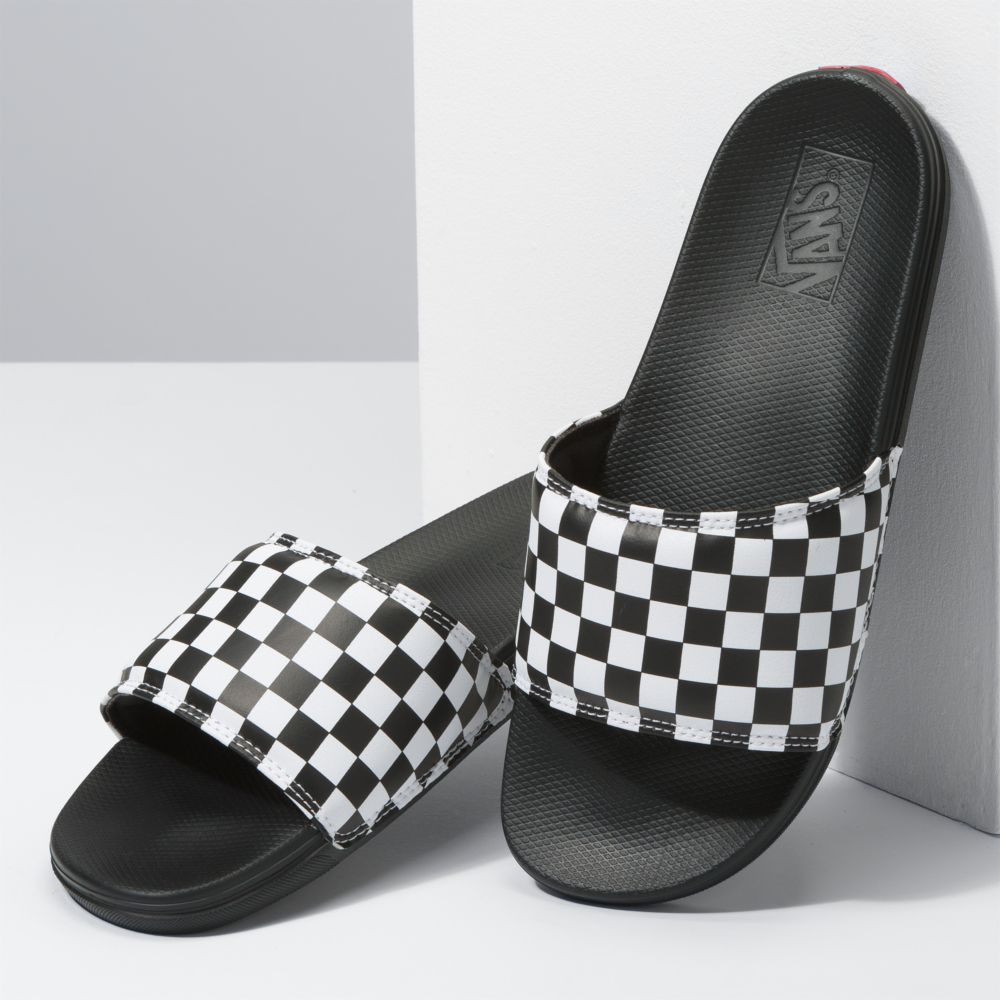 Dámské Sandály Vans Checkerboard La Costa Bílé Černé | LJ5478013