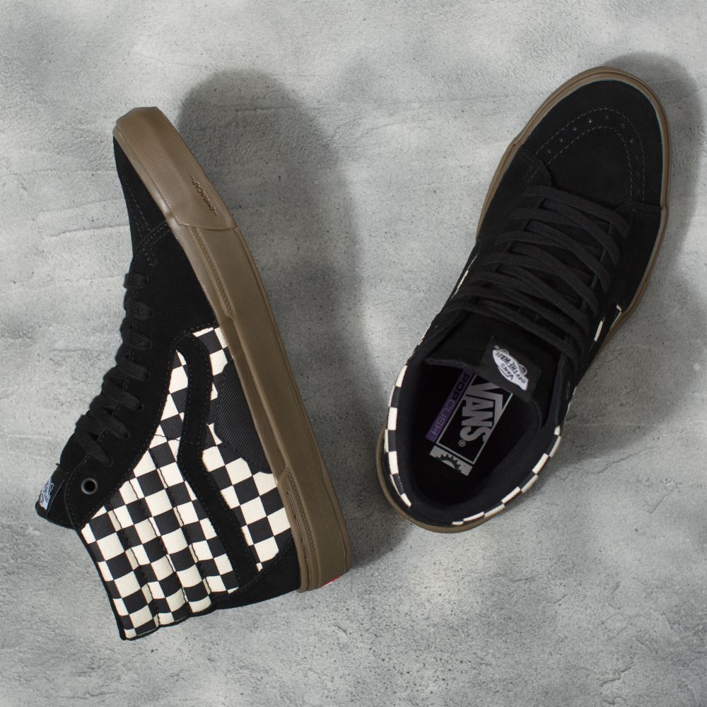 Dámské Skate Boty Vans Checkerboard BMX Sk8-Hi Černé Tmavě | BD2453698