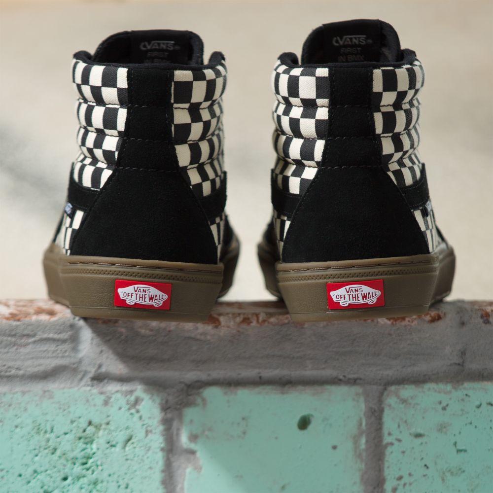 Dámské Skate Boty Vans Checkerboard BMX Sk8-Hi Černé Tmavě | BD2453698