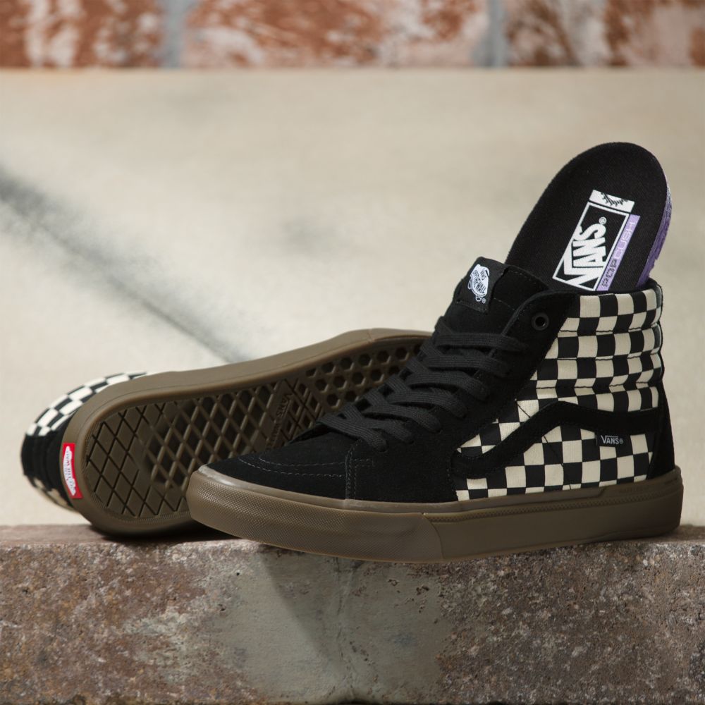 Dámské Skate Boty Vans Checkerboard BMX Sk8-Hi Černé Tmavě | BD2453698