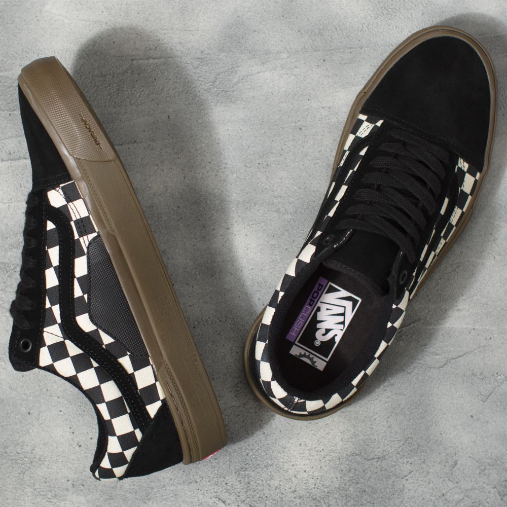 Dámské Skate Boty Vans Checkerboard BMX Old Skool Černé Tmavě | MA3025967