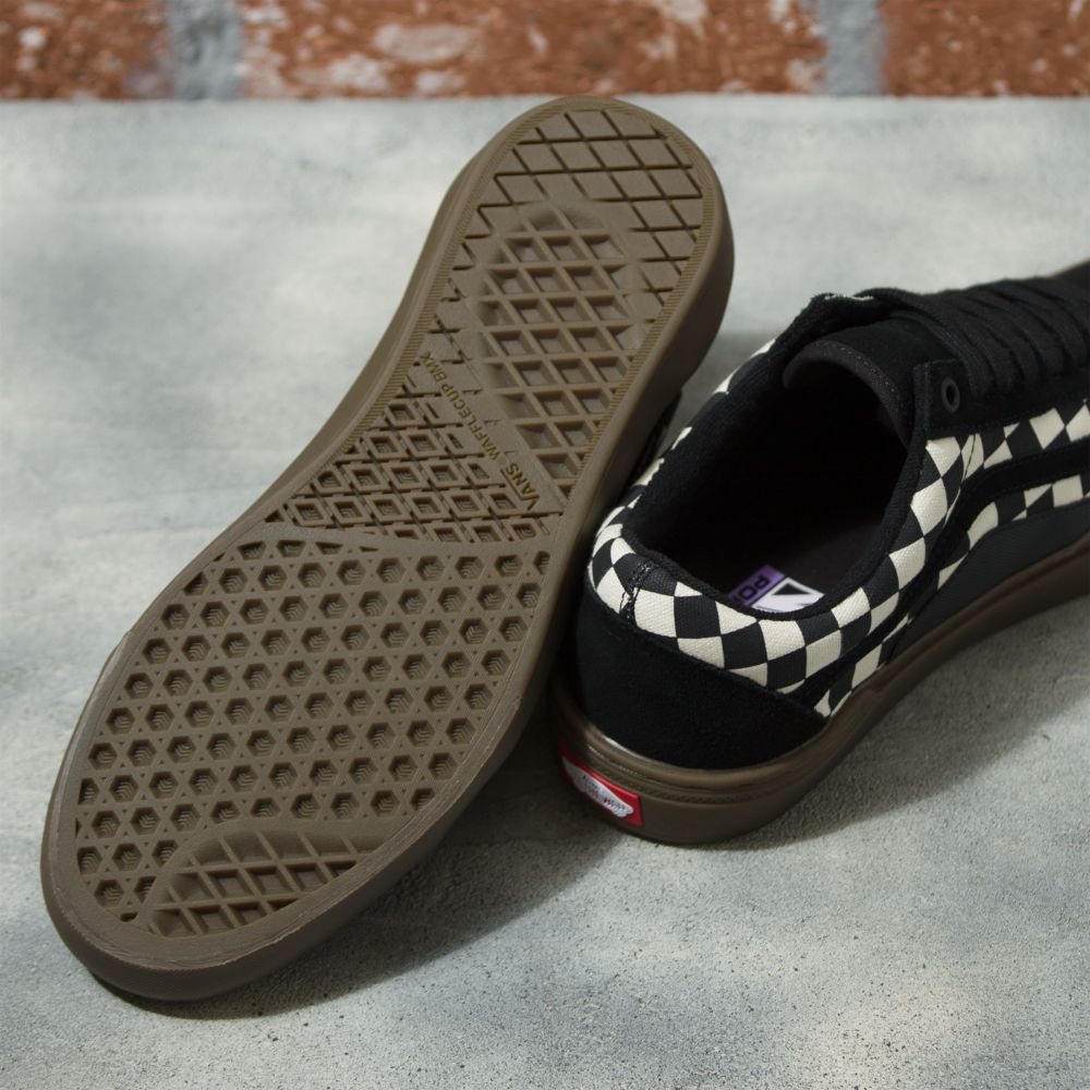 Dámské Skate Boty Vans Checkerboard BMX Old Skool Černé Tmavě | MA3025967