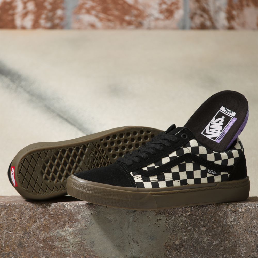 Dámské Skate Boty Vans Checkerboard BMX Old Skool Černé Tmavě | MA3025967