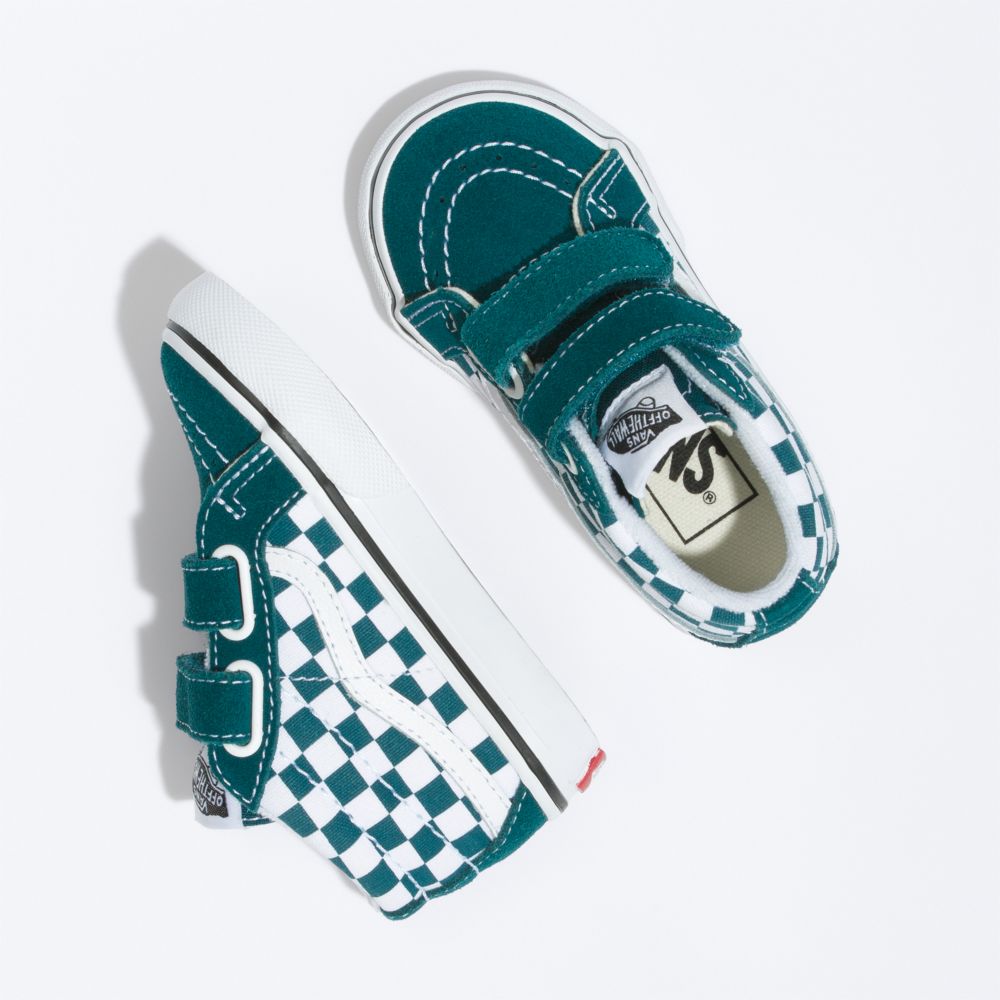 Dětské Classic Vans Checkerboard Sk8-Mid Reissue V Tmavě Tyrkysové | JO2154837