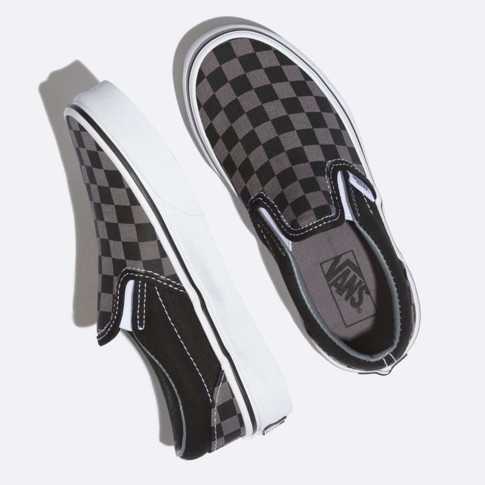 Dětské Classic Vans Checkerboard Černé Blankyt Šedé | IO1294576