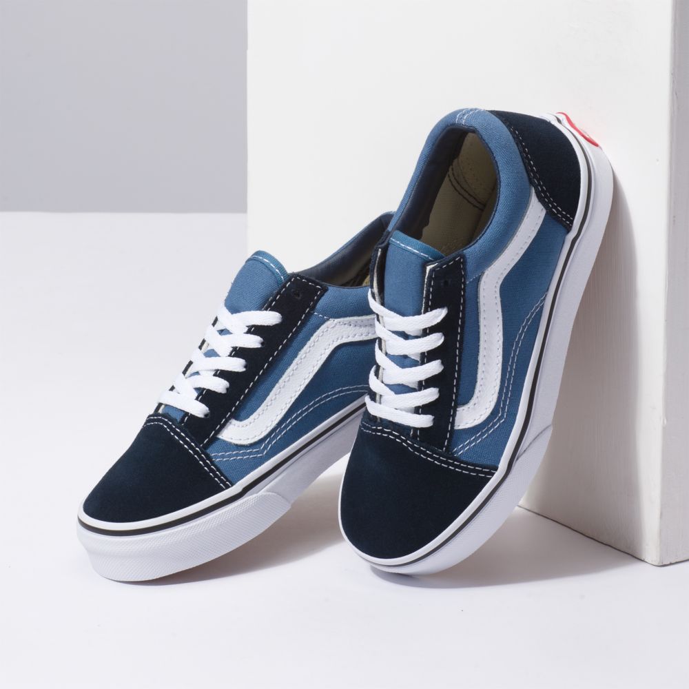 Dětské Classic Vans Old Skool Tmavě Blankyt Bílé | JS3651978