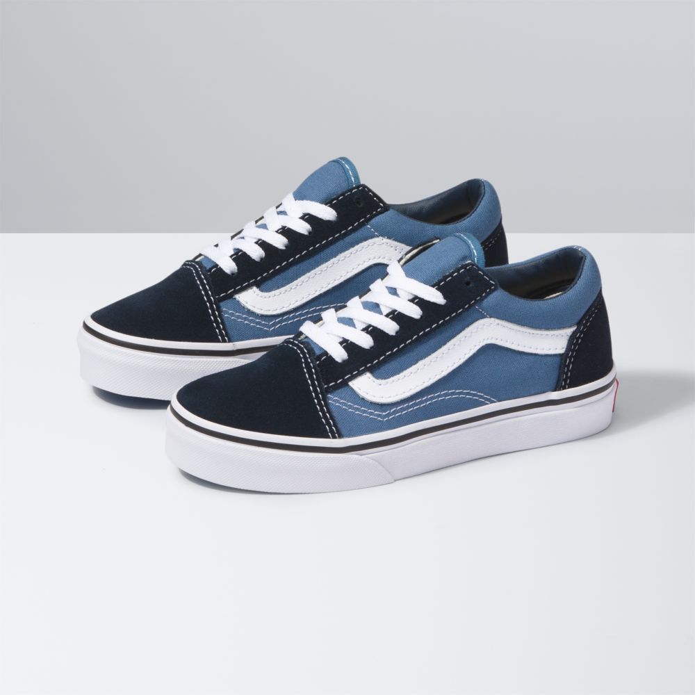 Dětské Classic Vans Old Skool Tmavě Blankyt Bílé | JS3651978