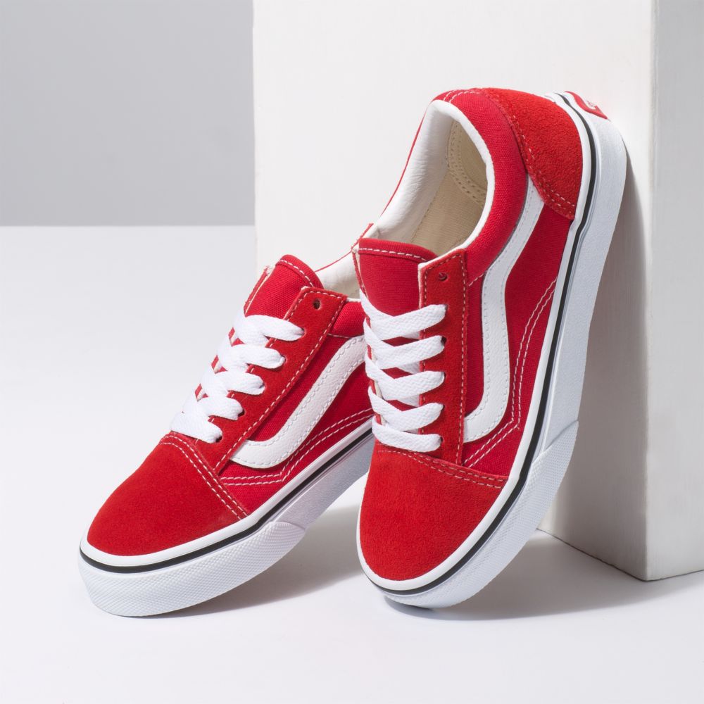 Dětské Classic Vans Old Skool Červené Bílé | QH4897652