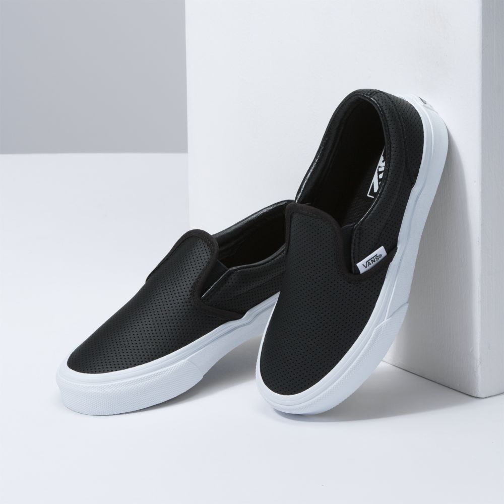 Dětské Classic Vans Perf Læder Černé | YO5268904