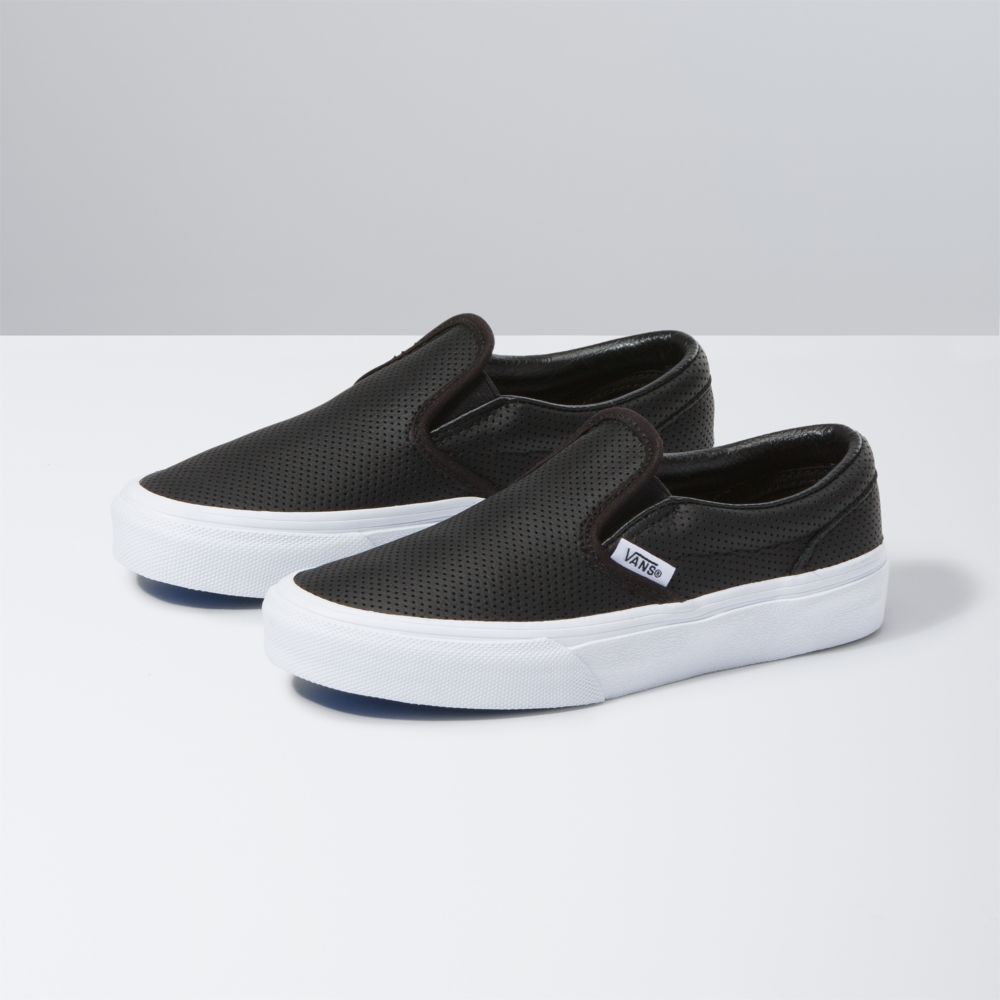 Dětské Classic Vans Perf Læder Černé | YO5268904