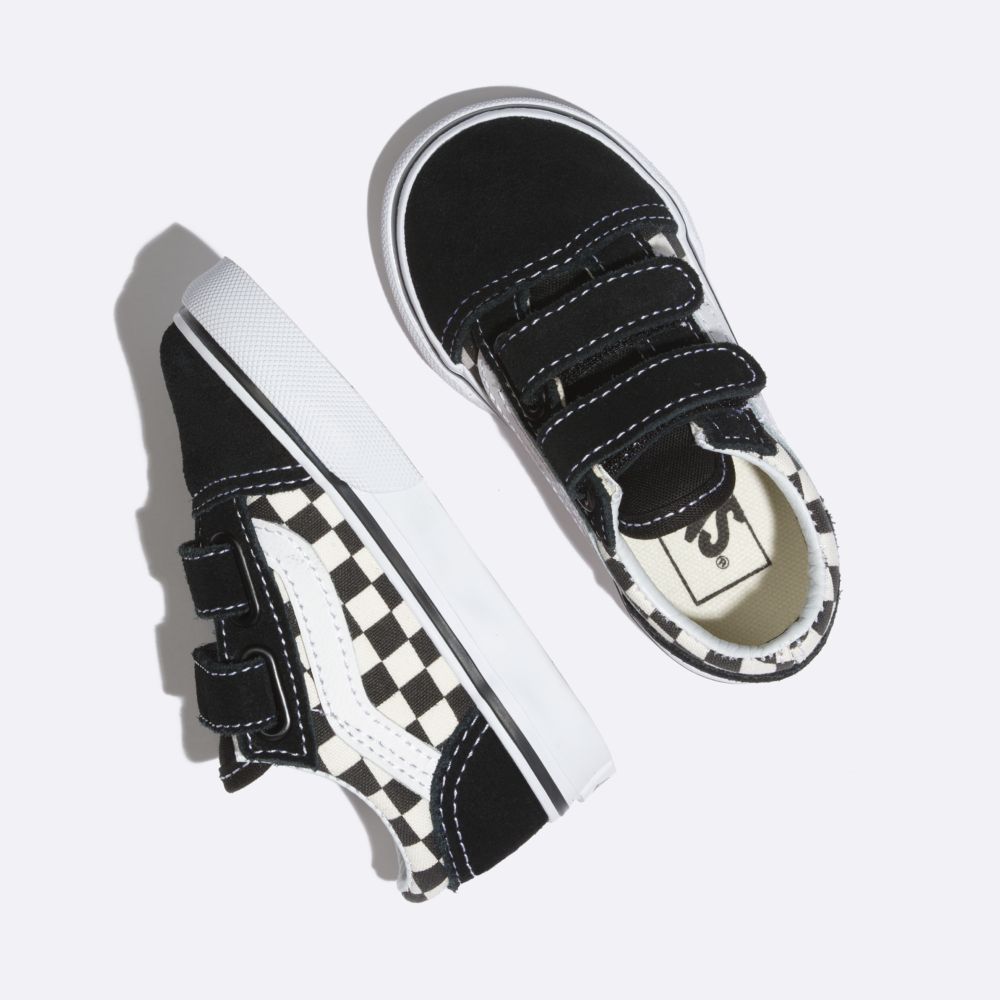 Dětské Classic Vans Primary Check Old Skool V Černé Bílé | CE5890431